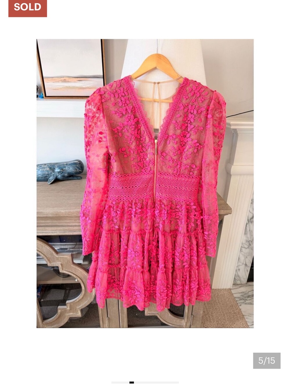 Bronx and Banco Megan Long-Sleeve Mini Dress Dark Pink - Picture 4 of 9